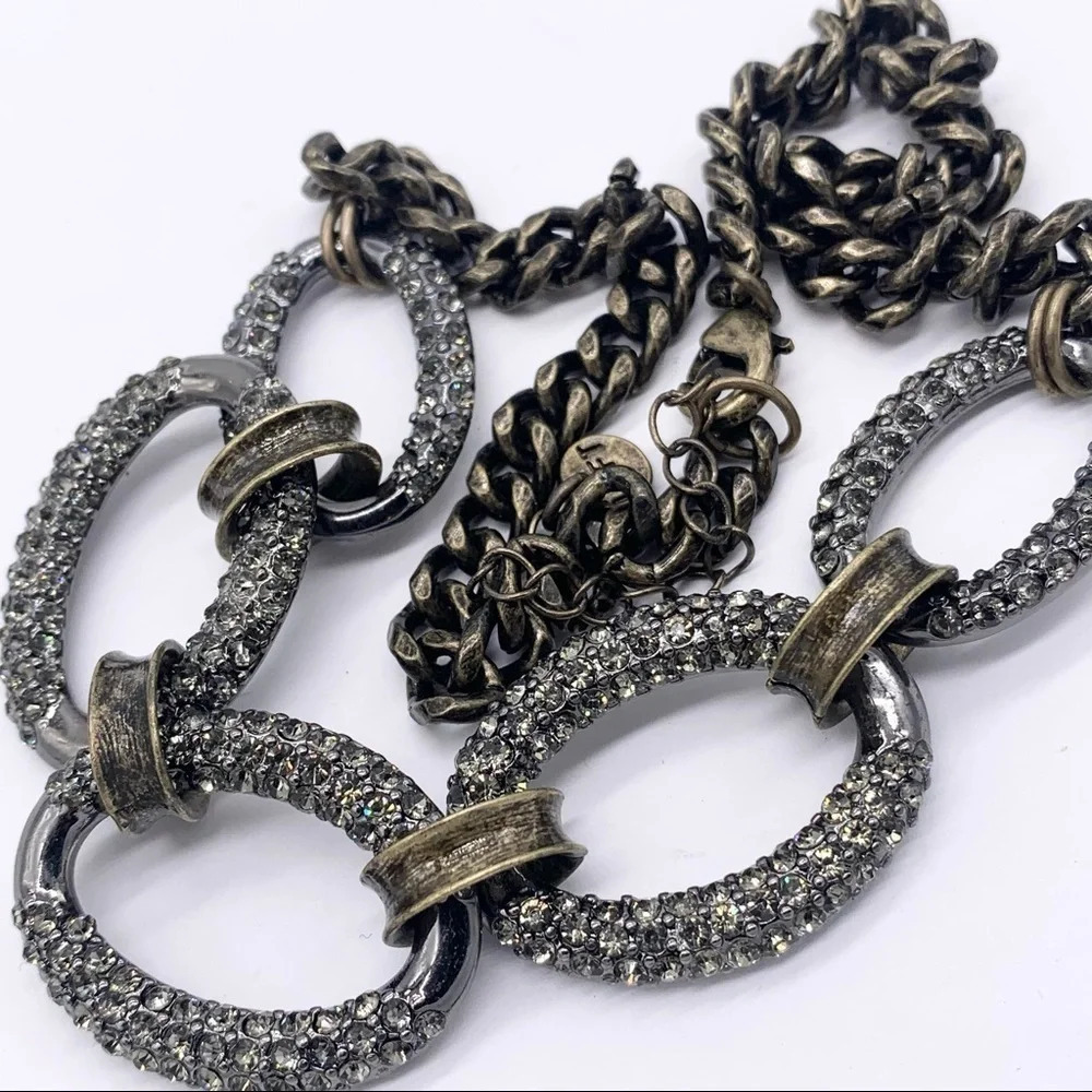 LOFT Antiqued Pave Links Necklace